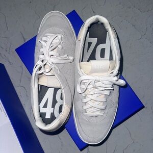 P448 Gray and White Sneakers with Retro-Inspired Design